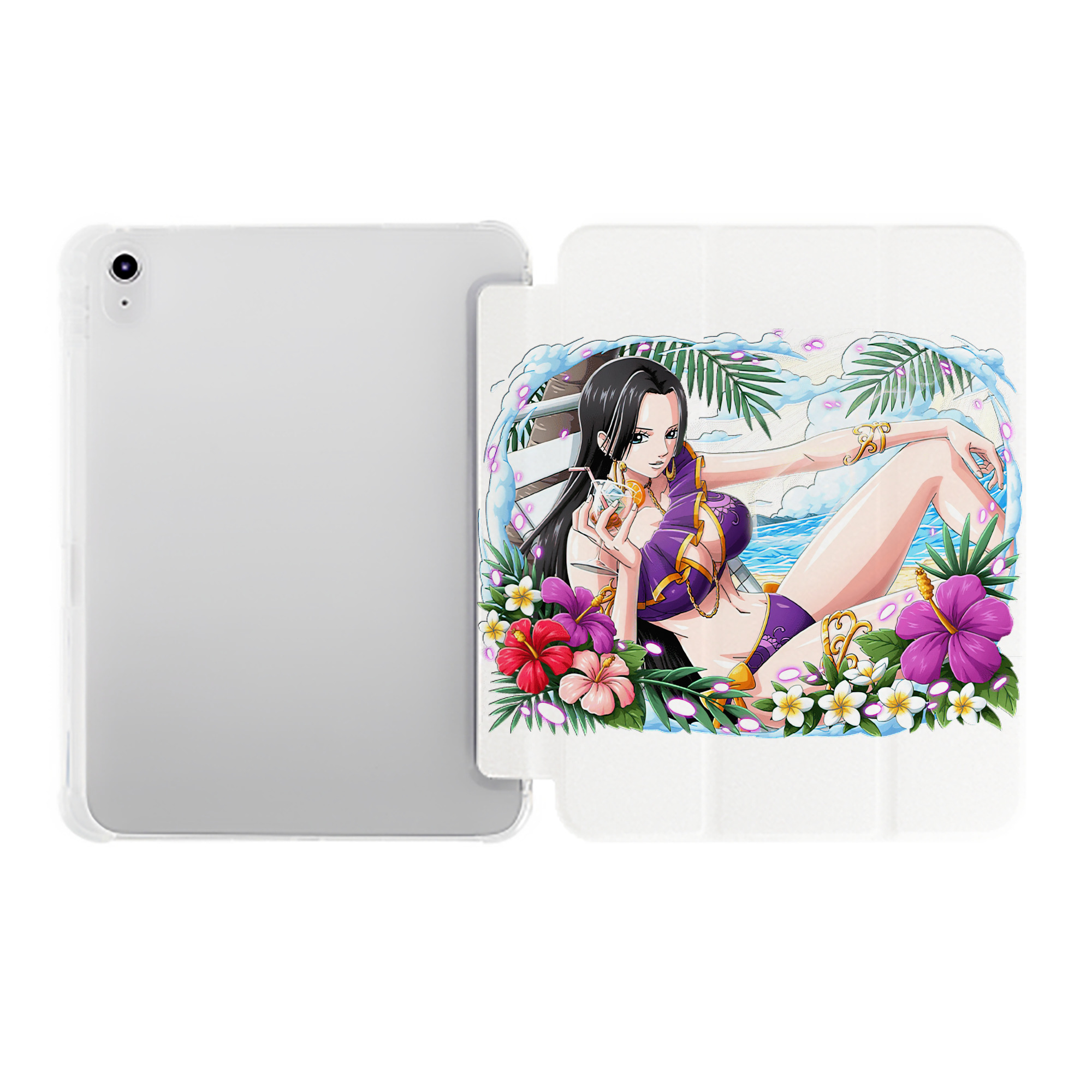 （画像用） ワンピース ボア・ハンコック ONE PIECE Boa·Hancock IPad ケース ペン収納付き 三つ折りスタンド PUレザー×シリコン 対応機種9.5/10.5/10.9インチ